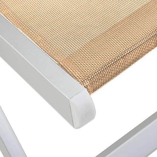 vidaXL 2X Sillas de Playa Plegables Aluminio Textilene Crema Asiento Taburete