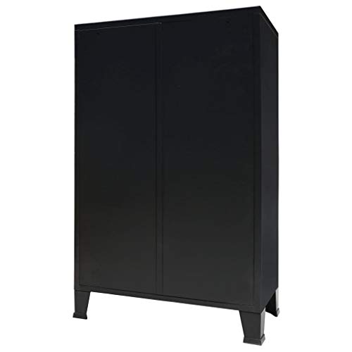 vidaXL Armario 67x35x107 cm Negro Metálico Estilo Industrial Almacenaje Orden