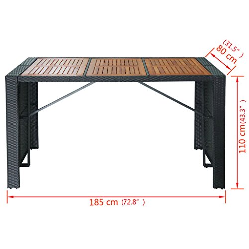 vidaXL Juego de Muebles de Bar de Jardín 13 Pzas Mesa Alta Barra con Taburetes de Exterior Patio Terraza Poli Ratán Sintético Negro Tipo Mimbre