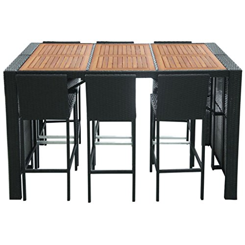 vidaXL Juego de Muebles de Bar de Jardín 13 Pzas Mesa Alta Barra con Taburetes de Exterior Patio Terraza Poli Ratán Sintético Negro Tipo Mimbre