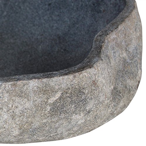 vidaXL Lavabo Rústico de Forma Ovalada Piedra Natural Río 30-37 cm Lavamanos