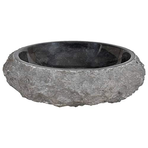 vidaXL Lavabo Sanitario Cuarto de Baño Servicio Fregadero Piezas de Fontanería Bricolaje Instalación Decoración Aseos Grifería 40x12 cm Mármol Negro Piedra Natural