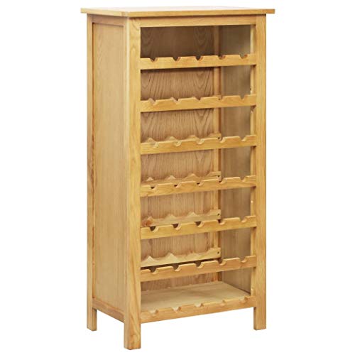 vidaXL Madera Roble Maciza Botellero Bodega Armarios Vinoteca Almacenamiento Accesorios y Complementos de la Cocina Despensa Decoración 56x32x110 cm