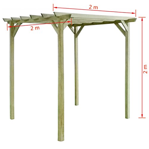 vidaXL Pérgola de Jardín de Madera de Pino Impregnada 2x2x2 m Cenador de Patio