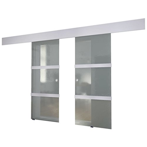 vidaXL Puerta Corredera Deslizante Moderna Salón Doble Cristal Aluminio Blanco