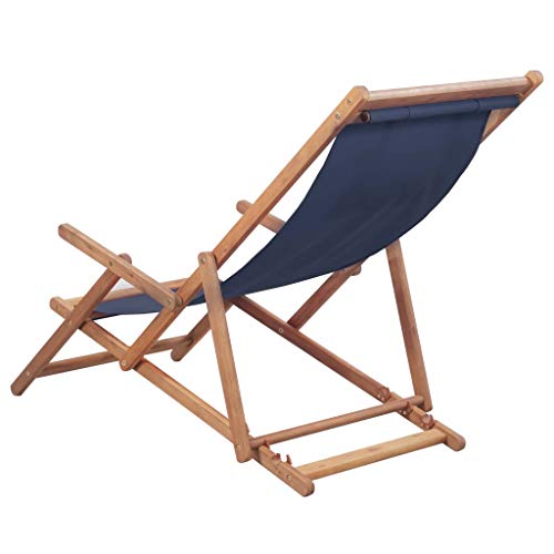 vidaXL Silla Playa Plegable Tela Azul Asiento Piscina Patio Terraza Exterior