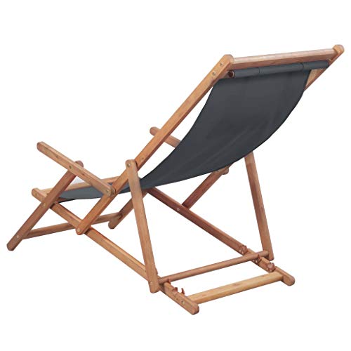 vidaXL Silla Playa Plegable Tela Gris Asiento Piscina Patio Terraza Exterior