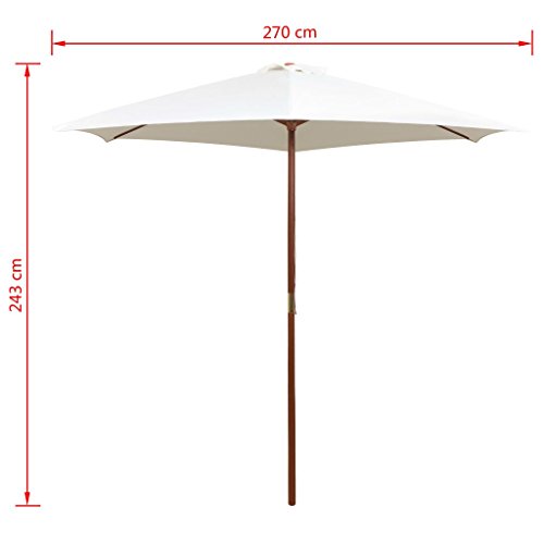 vidaXL Sombrilla de Pie Parasol Pedestal Toldo Cubierta Jardín Patio Terraza Playa Exterior al Aire Libre Protección UV Antiviento Crema