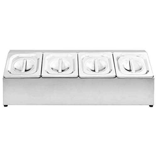 vidaXL Soporte bandeja Gastronorm con 4 bandejas 1/6 acero inoxidable