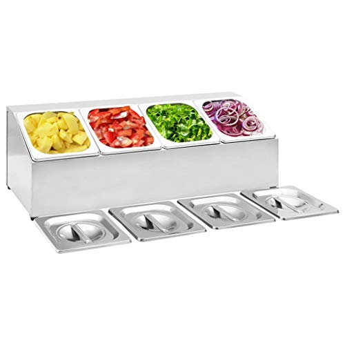 vidaXL Soporte bandeja Gastronorm con 4 bandejas 1/6 acero inoxidable