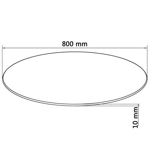 vidaXL Tablero Superficie Redonda de Mesa de Cristal Vidrio Templado 800 mm