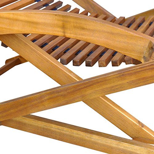 vidaXL Tumbona Modelo con Reposapiés de Material Madera Acacia Fácil de Plegar
