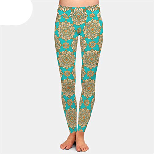 VIDEFS.LEG Fashions Mujeres Flores Estampado Estampado Leche Seda Leggings Cintura Alta M