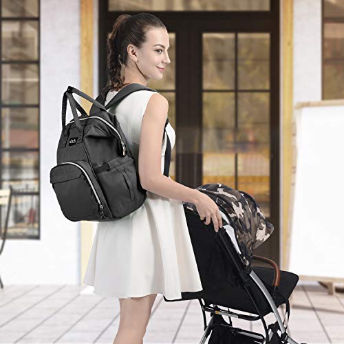 Viedouce Mochilas para Pañales Biberones,Bolso del Bebé Mamá,Impermeable con Estilo Oxford Bolso Pañal de Gran Capacidad, con Portátil Cambiador y 2 Piezas Ganchos Carrito Bebé (gris oscuro)