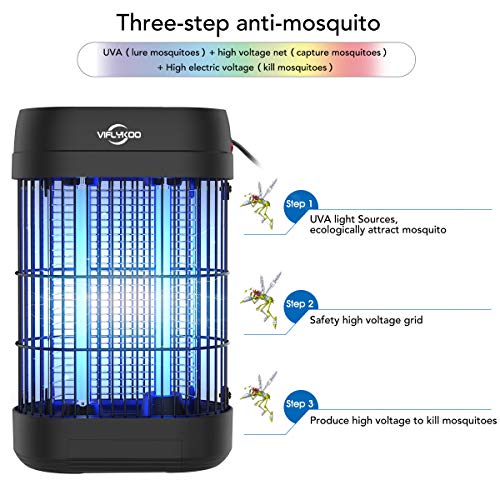 VIFLYKOO Lámpara Antimosquitos,UV Lámpara Anti Mosquitos Destructora de Insectos eléctrica 14W Sin químicos tóxicos,Trampas para Insectos Matamoscas Area efectiva 60㎡ para Interior y Jardin