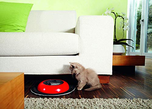 Vileda Virobi Slim - Mopa robot con sistema de autorotación y 2 programas de limpieza, apto para todo tipo de suelos e ideal para el pelo de mascotas, diseño ultrafino, color rojo