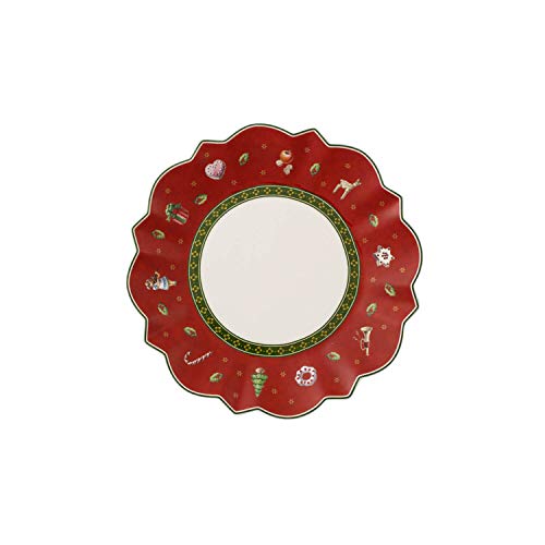 Villeroy & Boch 14-8585-2660 Plato para Pan Toy's Delight, para Navidad, 17 cm, Porcelana, Rojo, 18.0x18.0x8.0 cm