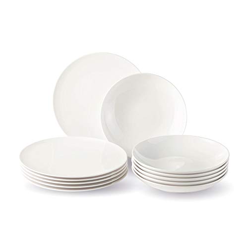 Villeroy & Boch Group Vivo New Fresh Basic Juego de mesa para 6 personas, 12 piezas, Porcelana Premium, Blanco