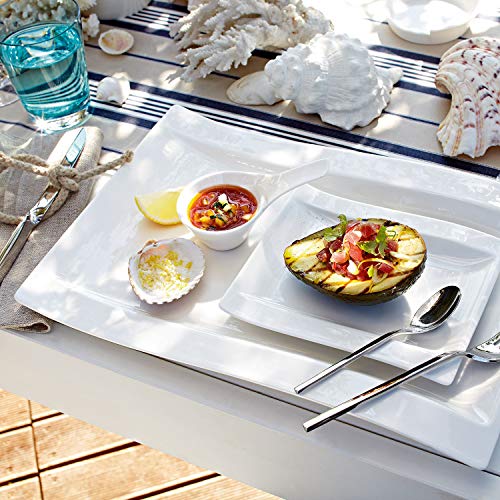 Villeroy & Boch NewWave Juego de Platos, Porcelana Fina,Blanco, Set Gourmet