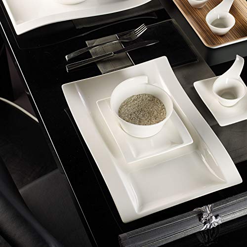 Villeroy & Boch NewWave Juego de Platos, Porcelana Fina,Blanco, Set Gourmet