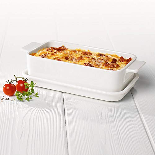 Villeroy & Boch Pasta Passion Plato de lasaña pequeño para una persona, Porcelana, Blanco