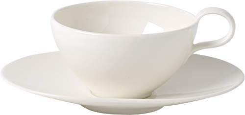 Villeroy & Boch Tea Passion Taza de té con plato, 2 piezas, Porcelana Premium, Blanco