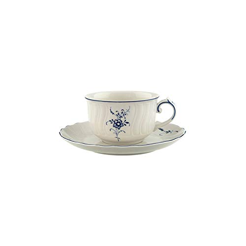 Villeroy & Boch Vieux Luxembourg Plato para Taza de té, 16 cm, Porcelana Premium, Blanco/Azul