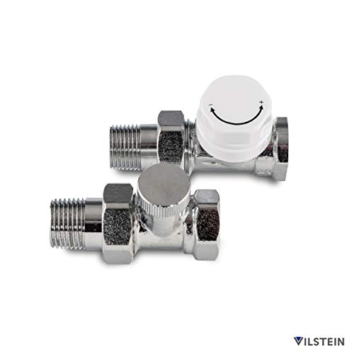 VILSTEIN - Válvula de Suelo para radiador de baño, Montaje en Suelo, Cromo