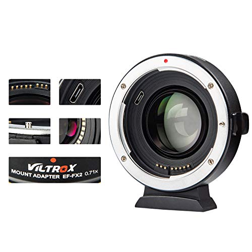 VILTROX EF-FX2 - Adaptador de objetivo reductor de enfoque automático para Canon EF Mount Lens to Fujifilm X-Mount Mirrorless Cameras X-T3/X-T100/X-PRO2/X-E3/X-A20/X-A10