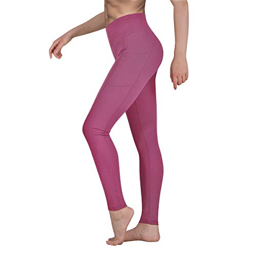 Vimbloom Pantalón Deportivo de Mujer Cintura Alta Leggings para Running Fitness Yoga Leggings VI263 (Begonia Rosa, M)