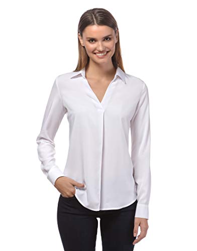 Vincenzo Boretti Blusa, Corte Recto, Cuello de la Camisa Blanco S