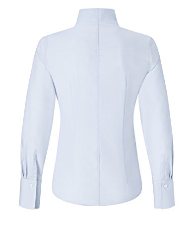 Vincenzo Boretti Camisa de Mujer, Corte Ligeramente más angosto, 100% algodón, Manga-Larga, Cuello cáliz, Lisa, fácil de Planchar, Elegante y clásica Azul Hielo 34