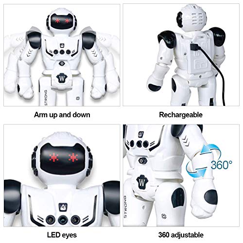 Vindany Inteligente RC Robot Juguete Control Remoto Gesto Robot Kit con programación Intelectual, Cantando y Bailando Robots Recargables multifuncionales para niños (Negro)