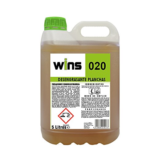 Vinfer Wins 020 Desengrasante Concentrado Profesional para la Limpieza de planchas de Cocina y hornos. Botella 5 Lt