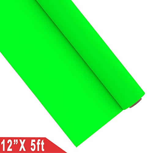 Vinilo termoadhesivo color neón para estampar camisetas, fácil de despegar, 30,5 x 152 cm, color verde fluorescente