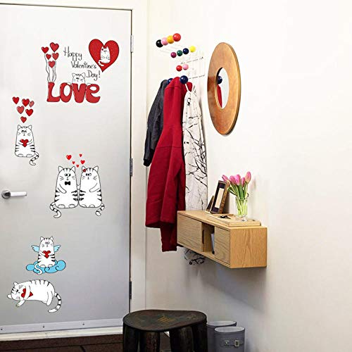 Vinilos Decorativos Y Murales Gatos Del Amor Con Corazón Pegatinas Armario Puerta Mesita De Noche Refrigerador Cocina Decorativos Adhesivos De Pared