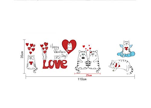 Vinilos Decorativos Y Murales Gatos Del Amor Con Corazón Pegatinas Armario Puerta Mesita De Noche Refrigerador Cocina Decorativos Adhesivos De Pared