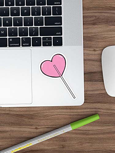 Vinyl Sticker for Cars, Trucks, Water Bottle, Fridge, Laptops Heart Shaped Sucker/Lollipop Pink Stickers (3 Pcs/Pack)