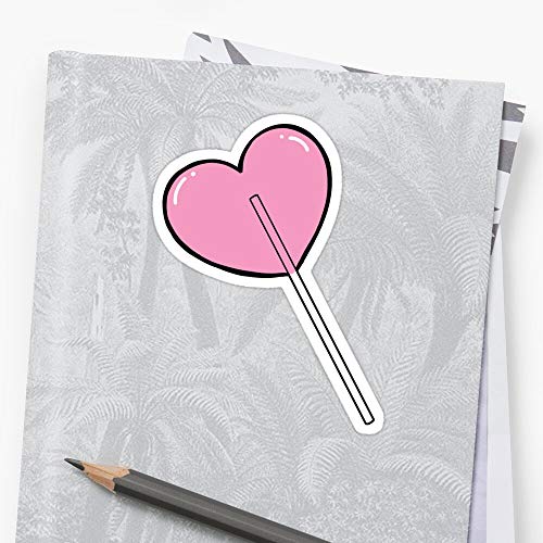 Vinyl Sticker for Cars, Trucks, Water Bottle, Fridge, Laptops Heart Shaped Sucker/Lollipop Pink Stickers (3 Pcs/Pack)