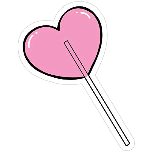 Vinyl Sticker for Cars, Trucks, Water Bottle, Fridge, Laptops Heart Shaped Sucker/Lollipop Pink Stickers (3 Pcs/Pack)