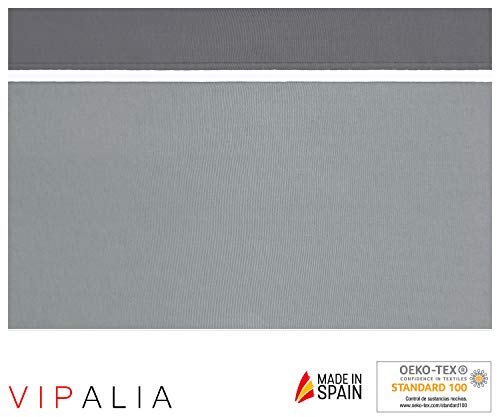 Vipalia Juego de Sabanas 3 Piezas. Bicolor Lisas 100% Poliester. Encimera, Bajera Ajustable y Funda Almohada. Diseño y Calidad. Evoque. Color Gris/Gris Oscuro. Cama 150 cm