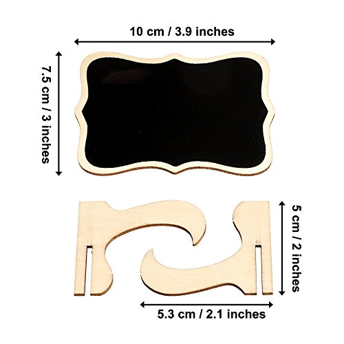 VIPITH - Lote de 20 pizarras rectangulares de madera con caballete y tarjetas decorativas para bodas, fiestas, bufés, números de mesa y decoración de eventos especiales