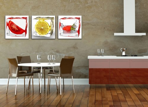 Visario Cuadros en Lienzo 150 x 50 cm Nr. 4204 Frutas Cocina Enmarcado y Listo para Colgar, Calidad de la Marca