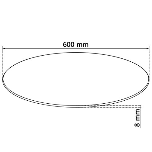 Vislone Cristal Redondo Tablero de Mesa Templado de Cristal para Mantener Superficie de Mesas de Comedor Mesas de Café Mesas de Jardín Transparente 600mm