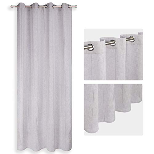 VISTE TU HOGAR Cortina Decorativa Semitranslucida con Ojales, Estilo Simple y Elegante, para Salón, Habitación y Dormitorio, 1 Pieza, 150X260 CM, Color Gris