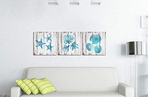 Visual decoración del arte sin marco Lona azul del trullo de baño decoración de la pared Concha Coral estrellas de mar decoración de pintura al óleo del Mar Océano Fotos cuadros colgados