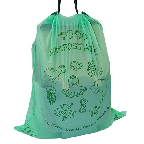 VITAL VAC® - 45 Bolsas de Basura 20 litros - 100% Compostables y Biodegradables con Cordón de Autocierre - Certificados Ok Compost y EN13432