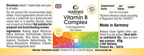 Vitamina B Complex – Vegetariano – Con todas las Vitaminas B esenciales – 100 cápsulas