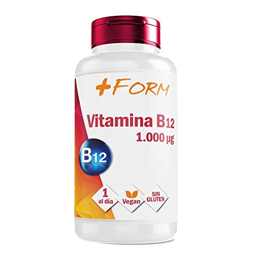 Vitamina B12 1000 mg - Vitaminas y Minerales para la Energía y el bienestar de tu cuerpo – 1 Cápsula al día – Apto para Veganos – Sin Gluten (90 cápsulas) - +Form