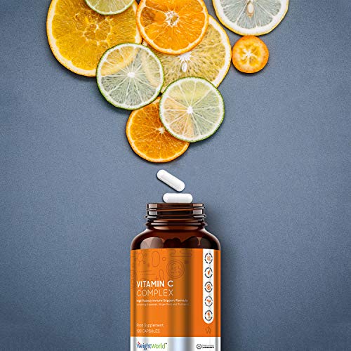 Vitamina C Complex - Dosis Alta de Vitamina C, Zinc y Hierro, Aumenta la Energía, Disminuye el Cansancio, Con Vitamina B12 y Cúrcuma, Suplemento Vitamínico y Mineral Natural, 120 Cápsulas Veganas